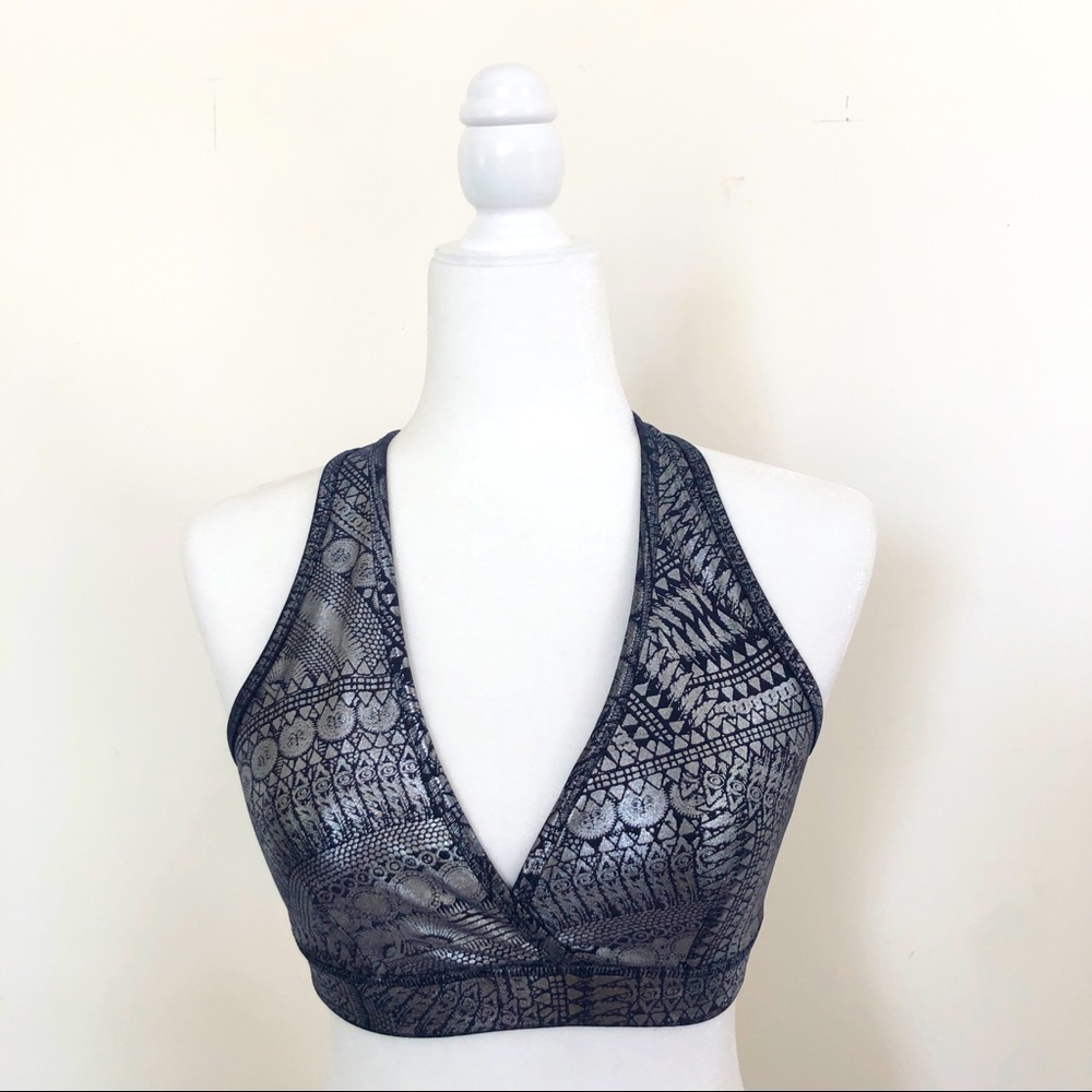 Zumba Bra Silver and Dark Blue size S